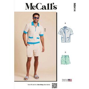 Mens Terry Cloth Lounge‎ Set Sewing Pattern M8414 McCalls Size 44-52